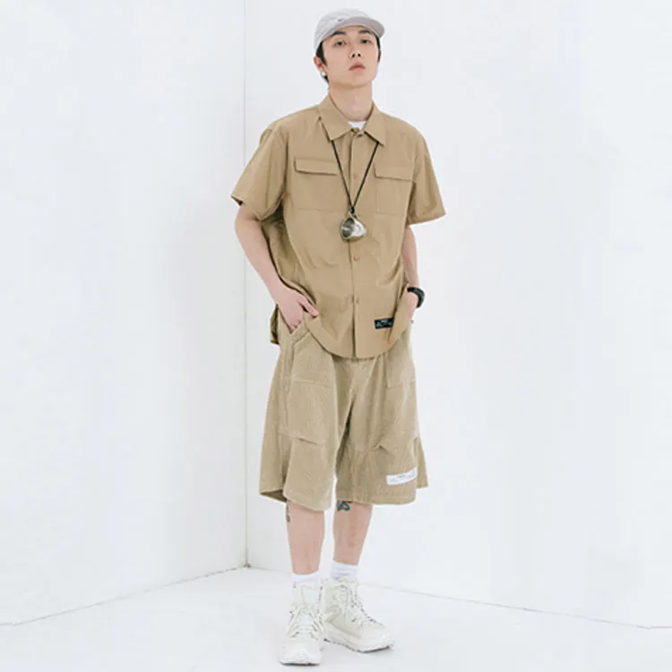 ROARINGWILD Loose Fit Shorts Unisex Khaki-2
