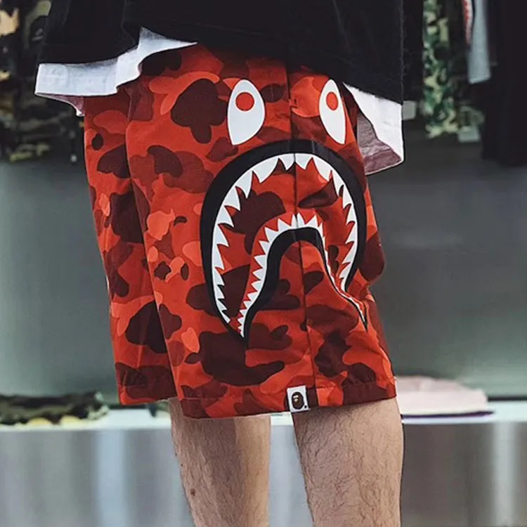 Bape Color Camo Side Shark Beach Shorts-3