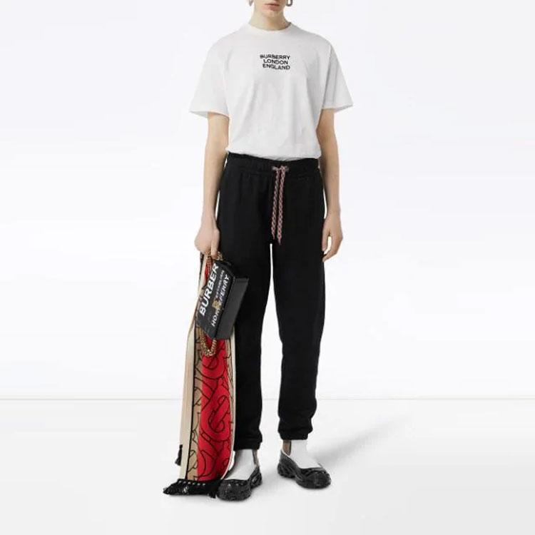 Burberry Knitted Sports Pants Women's Black - POIZON