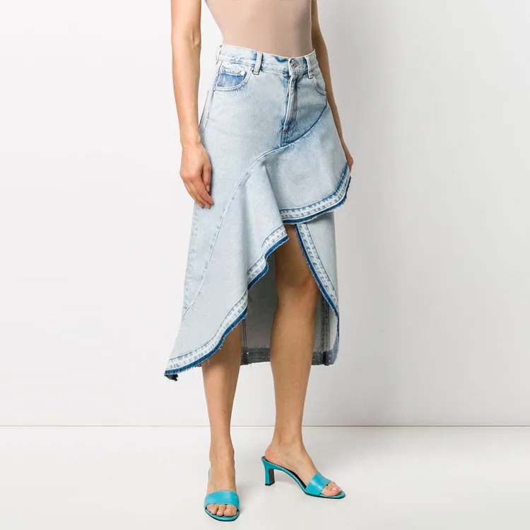 OFF-WHITE SS21 Denim Long Skirts Women's Blue-2