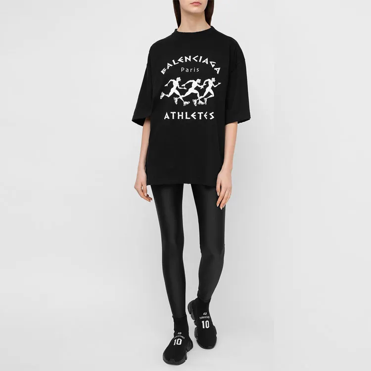Balenciaga Athletes Oversized T Shirt 'Black/White'-2