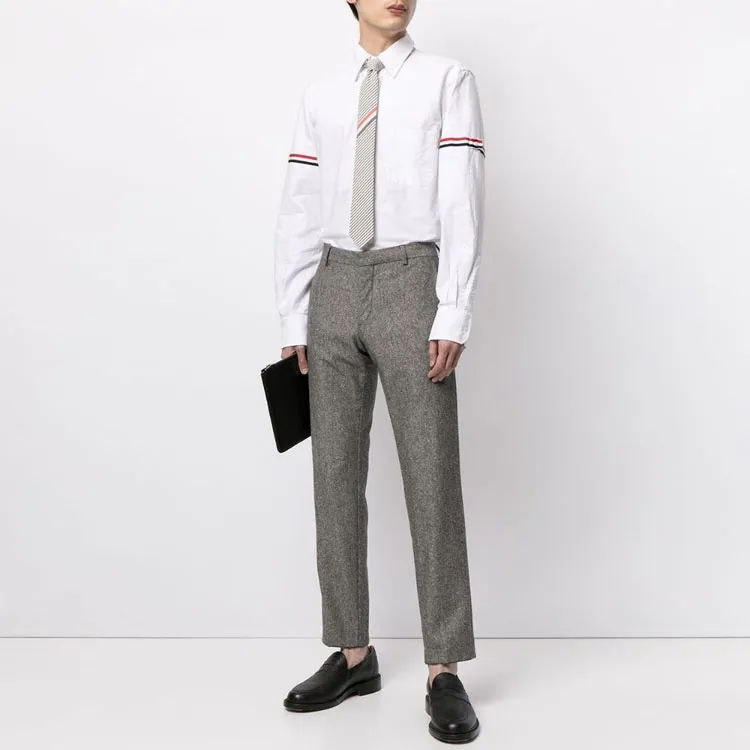 THOM BROWNE Armband detail Seersucker Cotton Shirt-1