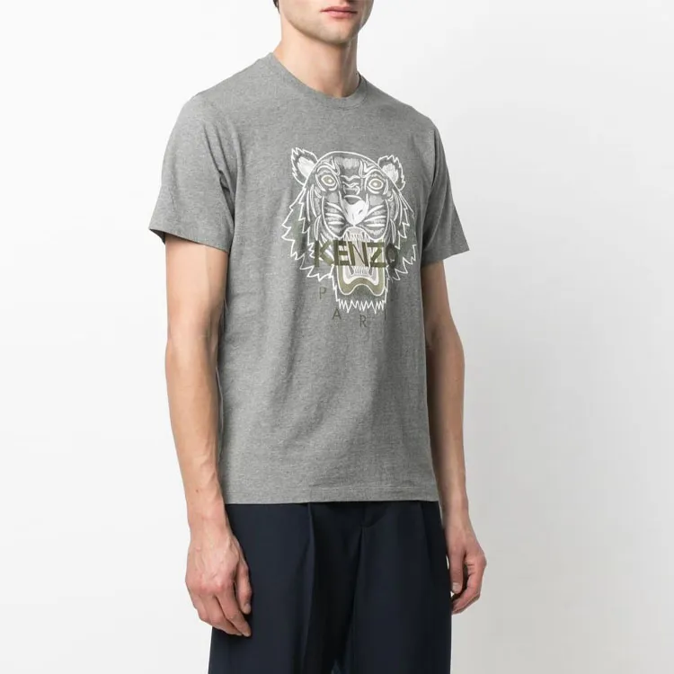 KENZO Classic Tiger Head T Shirts Men Gray-2