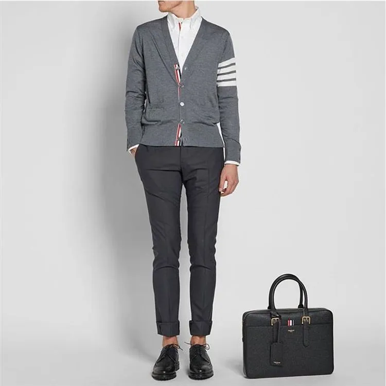 THOM BROWNE 4-Bar Striped V-Neck Cardigan-3