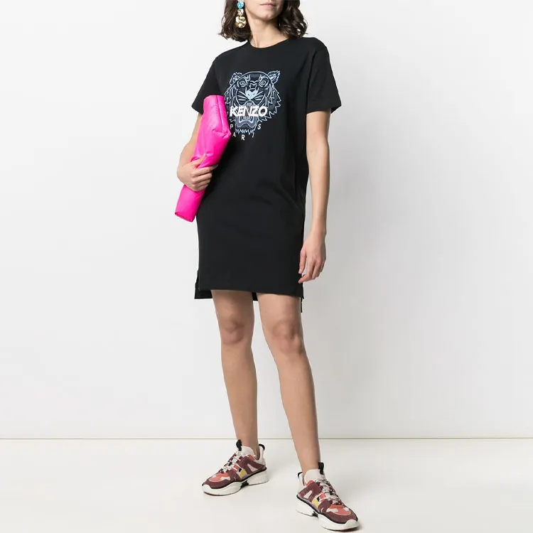 KENZO Classic Tiger Head Short Sleeved Dresses Women's Black-3