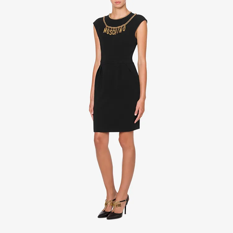 MOSCHINO Logo Chain Necklace Sleeveless Dress-1