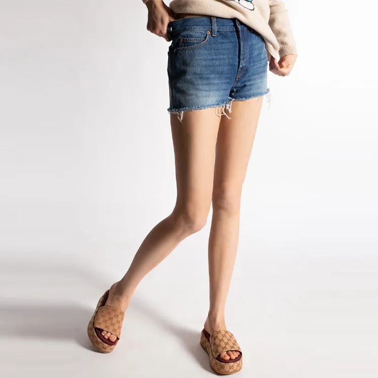 GUCCI x TANGLAOYA Denim Shorts Women's Blue-5