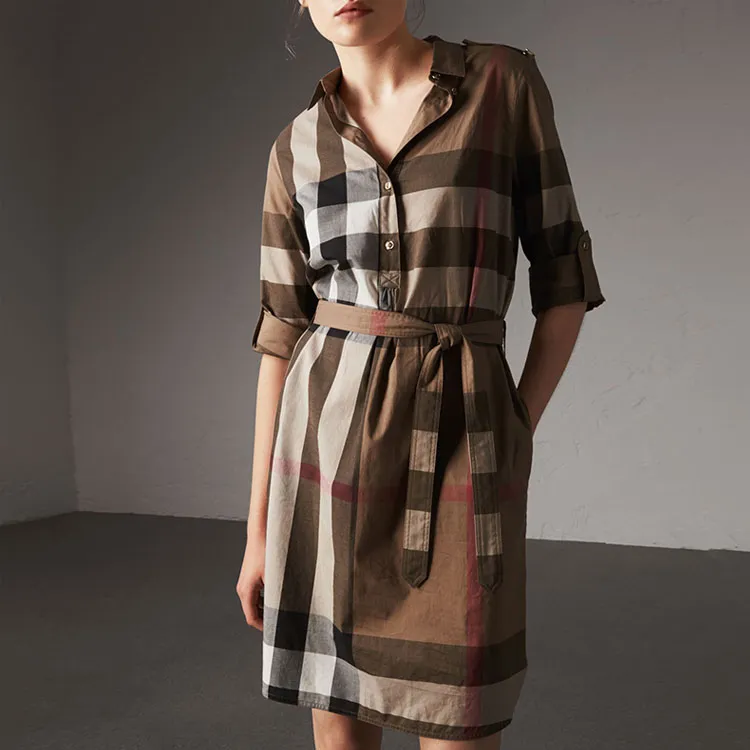 Burberry Short Sleeved Dress Women's Archive Beige-4