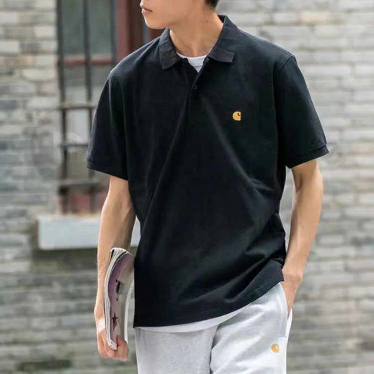 Carhartt WIP SS21 Chase Pique Polo Chase Polo Shirt Men's Black-2