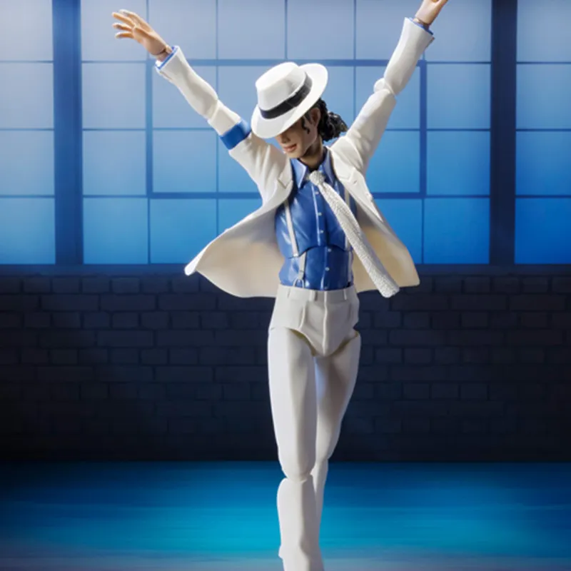 BANDAI SHF Michael Jackson 'Crime Master' 'Moonwalk' Action Figure 14cm With Base Scale Figures-4