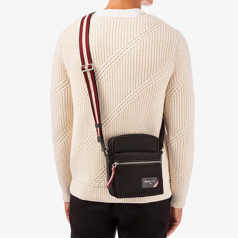 BALLY Nylon Shoulder Bag, Crossbody Bag Men's Black-3