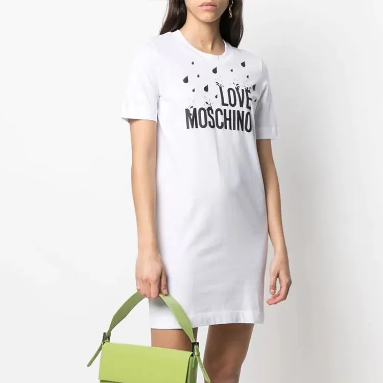 LOVE MOSCHINO Short Sleeved Dresses Women's White-1