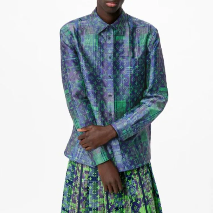 LOUIS VUITTON Monogram Neon Check Oversized Business Shirt-4