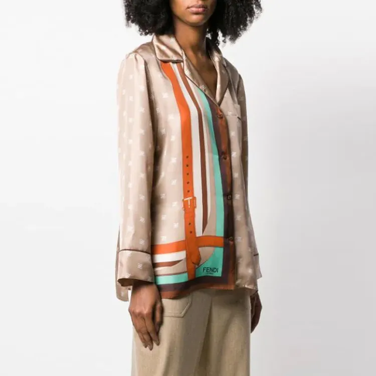 FENDI Shirts Women's Yellow Brown-3
