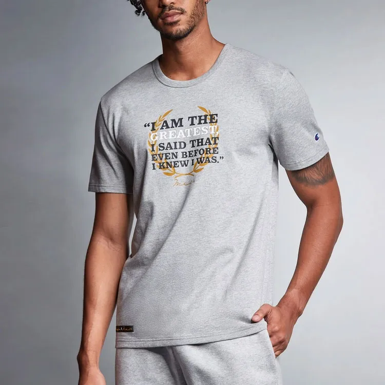 Champion Muhammad Ali Straight T-Shirt US Version Unisex Light Gray-2