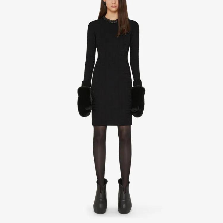 Givenchy 4G Jacquard Long-Sleeved Dress-1