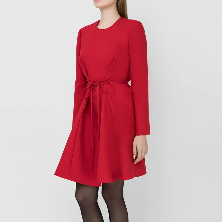 Valentino Long-Sleeved Dresses Women's Red-3
