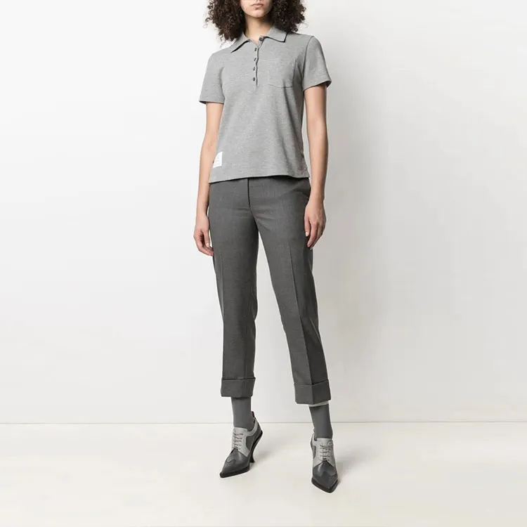 THOM BROWNE Striped Logo patch Polo Shirt-1