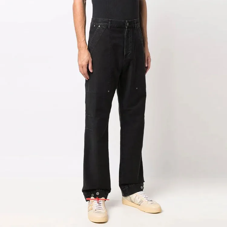PALM ANGELS Logo patch Straight leg Trousers-3