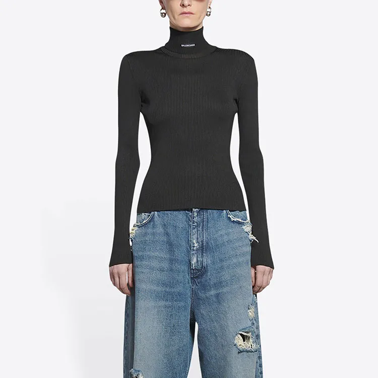 Balenciaga FW21 Slim Fit Sweater Women's Black-3