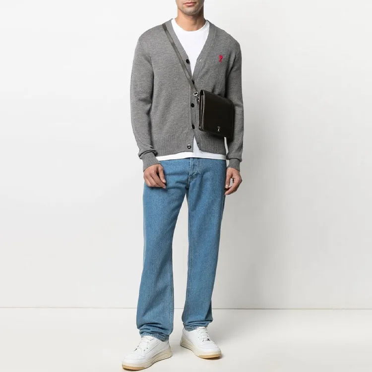Ami Paris Ami De Coeur Extrafine Merino Wool Cardigan-3