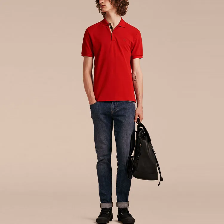 Burberry Polo Shirts Men Red-4