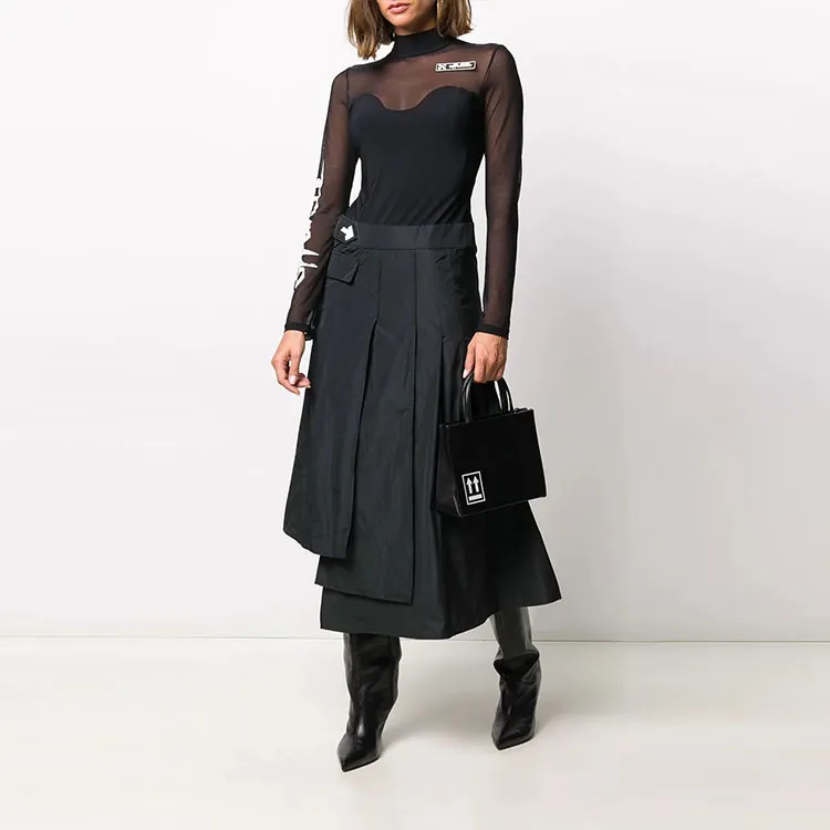 OFF-WHITE SS21 Long-Sleeved Dresses Women's Black-1