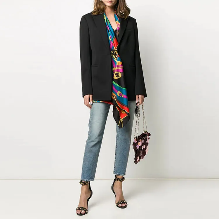 VERSACE Tailored Scarf Blazer Jacket 'Black'-1