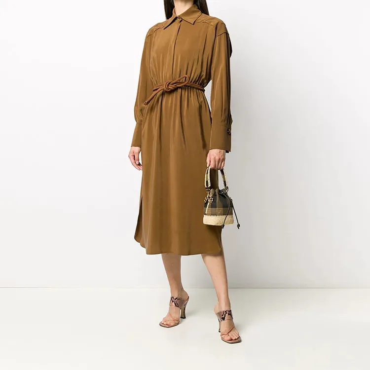 FENDI Long-Sleeved Dresses Women's Brown-1