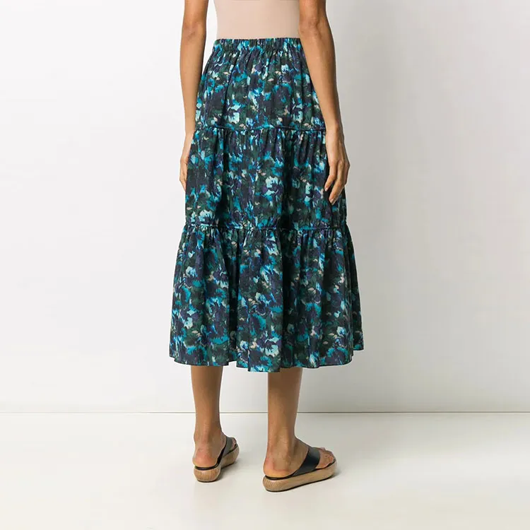 KENZO FW21 Casual Long Skirt Women's Blue-3