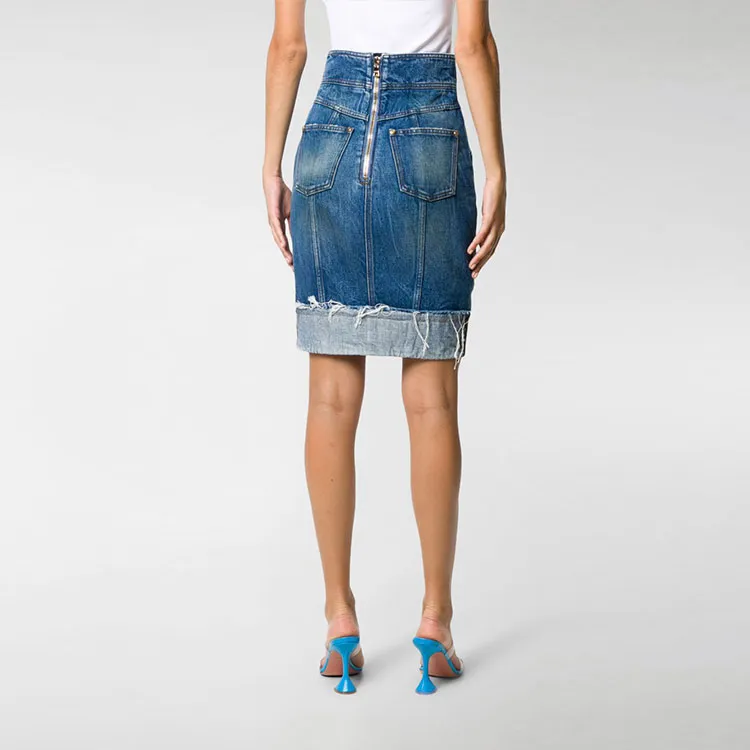 BALMAIN FW21 Denim Short Skirts Women's Blue-2