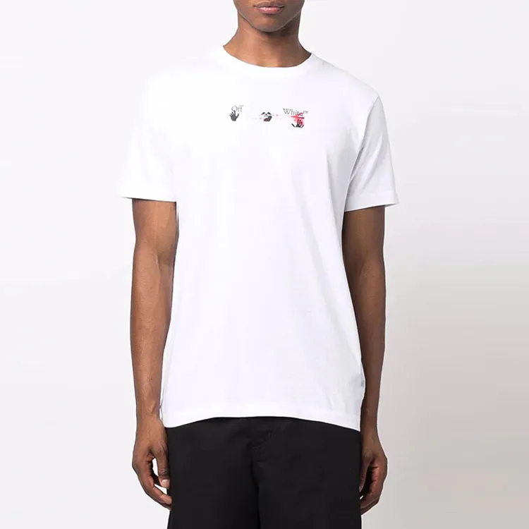 OFF WHITE Acrylic Arrow Logo Print T Shirt-2