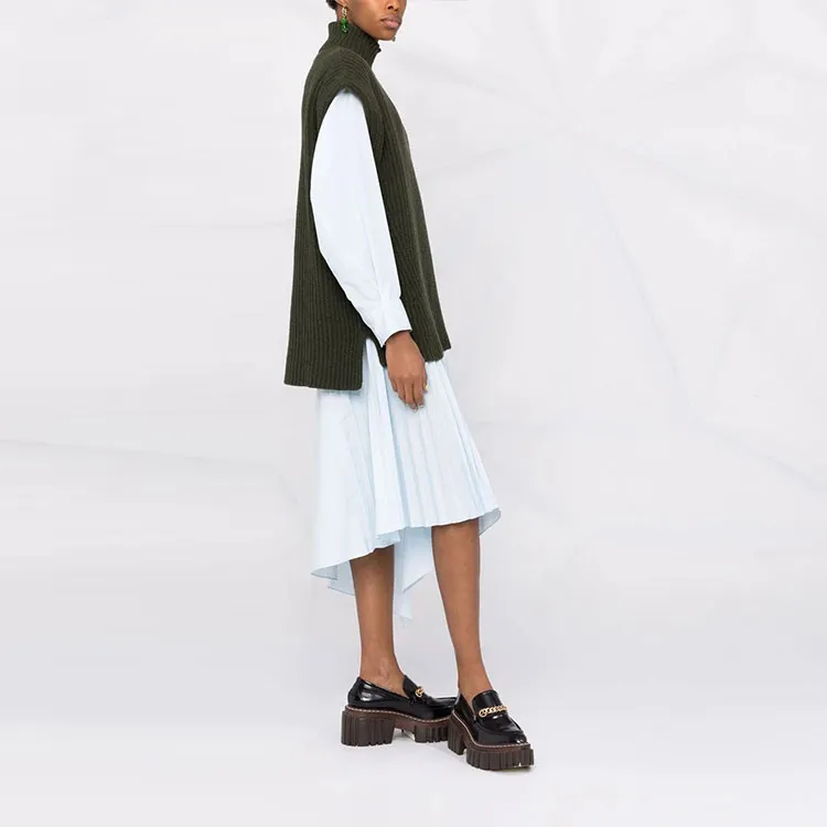 GANNI Rib Knit Vest 'Dark Green'-3