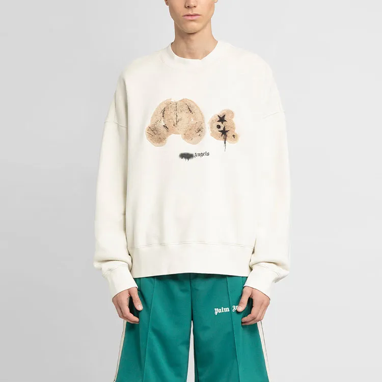 PALM ANGELS Bear Print Sprayed Logo Sweatshirt-2