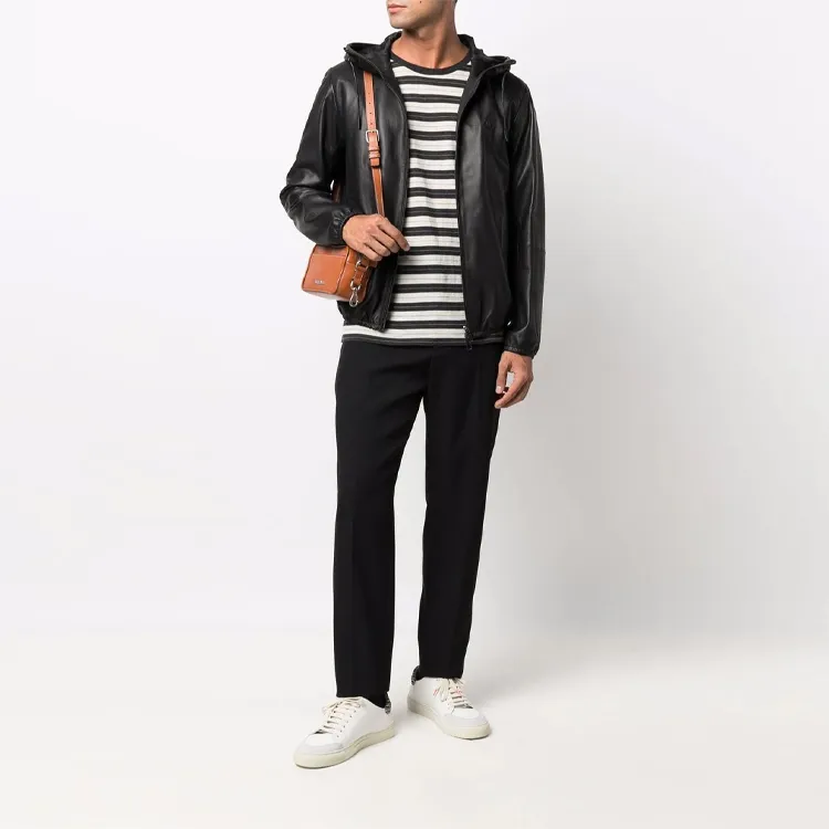 EMPORIO ARMANI FW21 Leather Jacket Men's Black-1