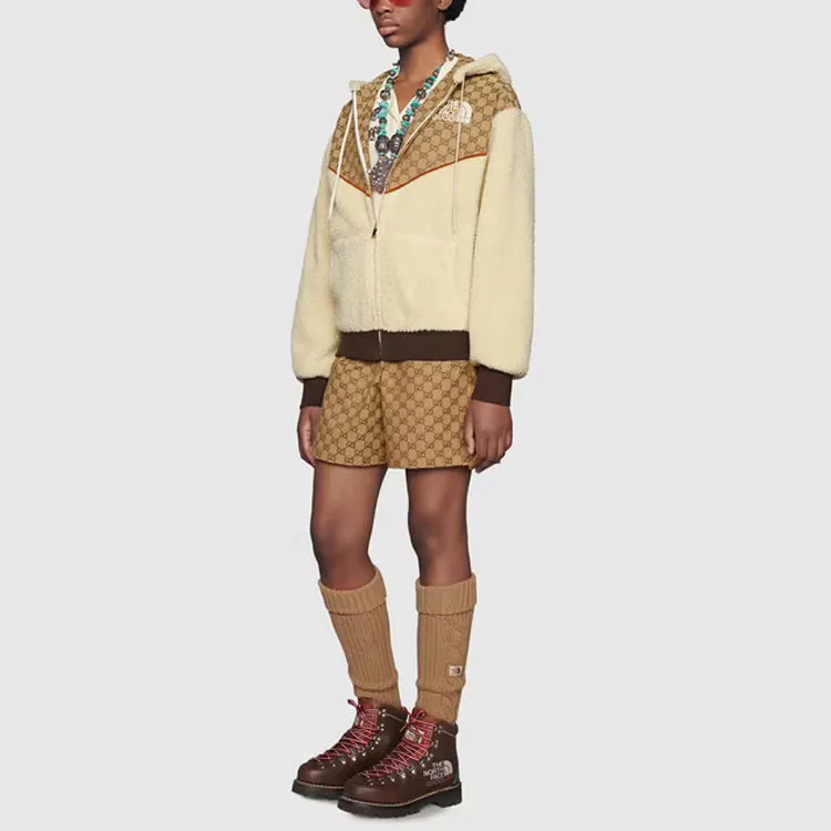 GUCCI X The North Face Gg Canvas Shearling Jacket-4