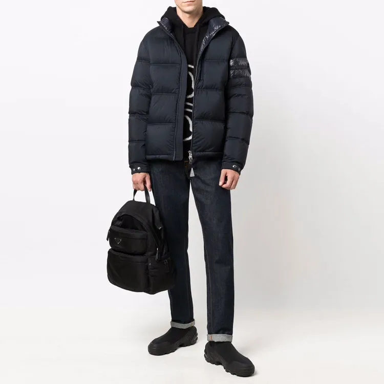 Moncler Delaume Full Zip Puffer Jacket With Stripe On Arm-3