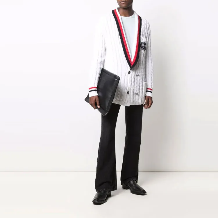BALMAIN Logo embroidered Cable Knit Cardigan-1