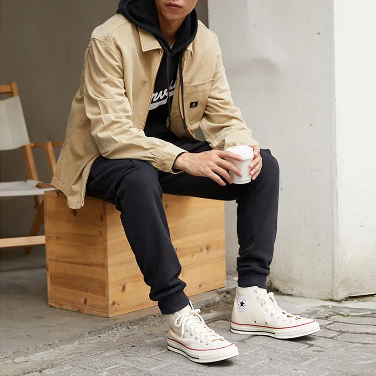 Converse WOVEN ZIPPER Jackets Unisex Khaki-4