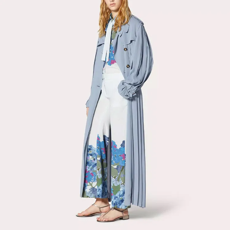 Valentino Trench Coats Women's Blue-3