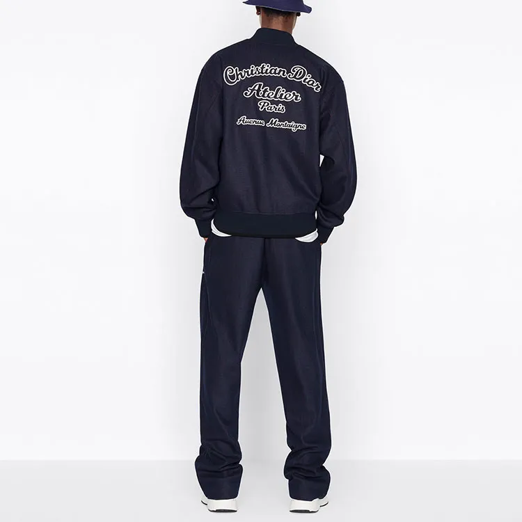 DIOR Quarterly New Products Knitted Sweatpants Men's Marine Blue-2