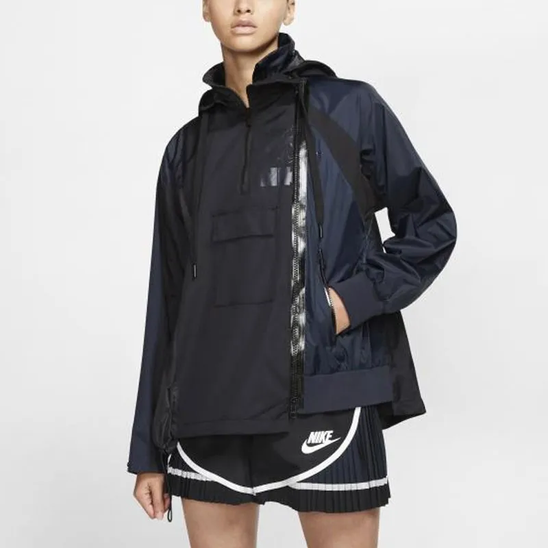 Nike X Sacai Women's Double Zip Jacket Black/Dark Obsidian-2