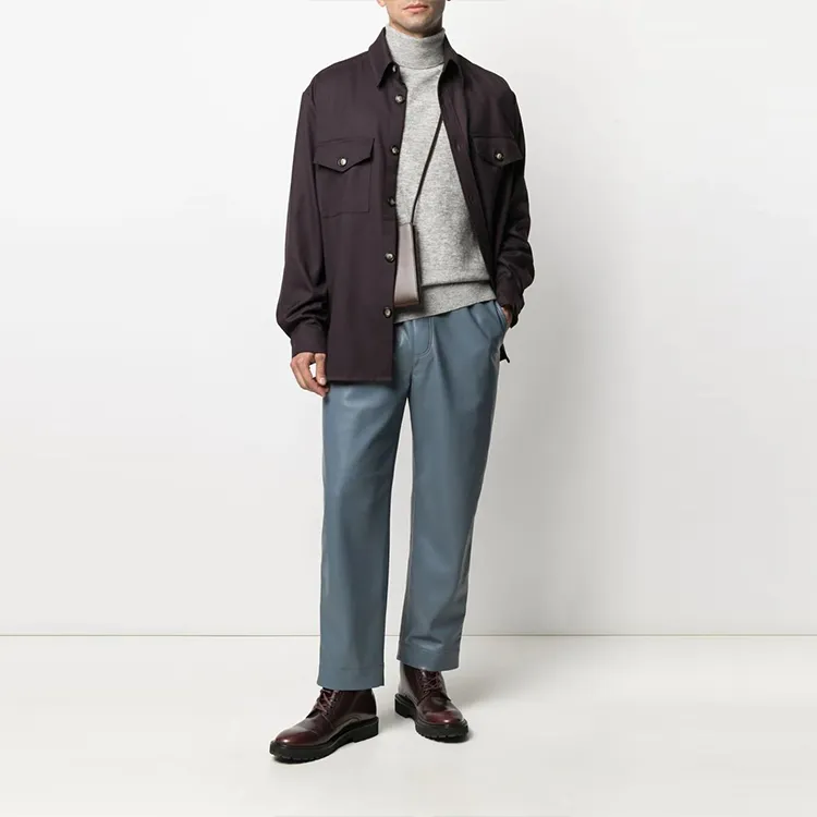 NANUSHKA Leather Pants Men Blue-1