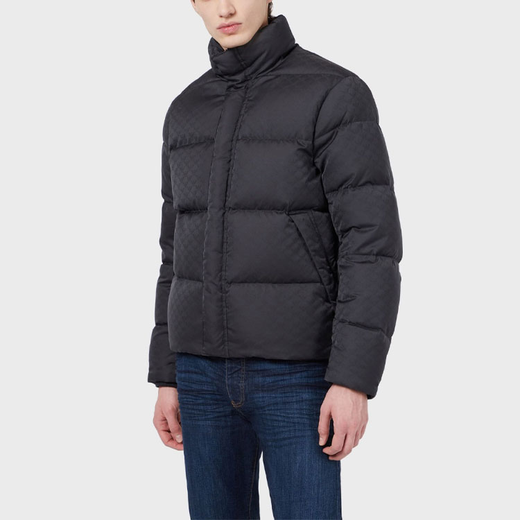 EMPORIO ARMANI Monogram Printed High-Neck Down Jacket