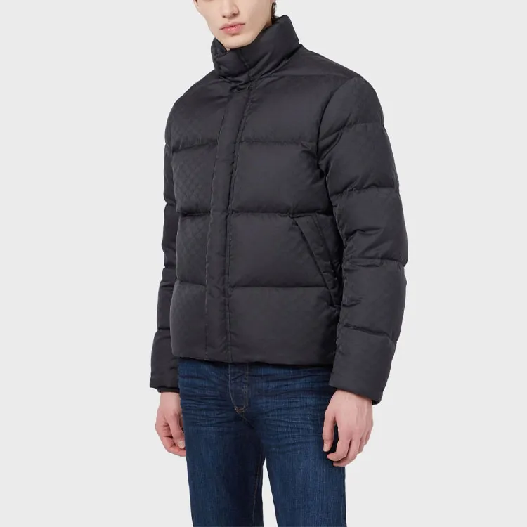 EMPORIO ARMANI Quilted Puffer Jacket With All over Jacquard Eagle-2