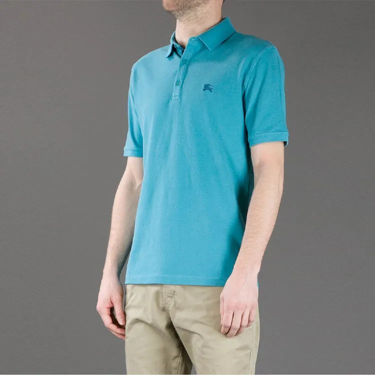 Burberry Men's Cotton Cobalt Embroidered Logo Polo-3