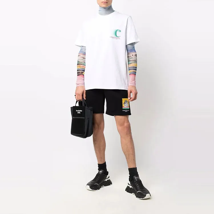 CASABLANCA Racing Cherub Embroidered Patch Sweat Shorts-1