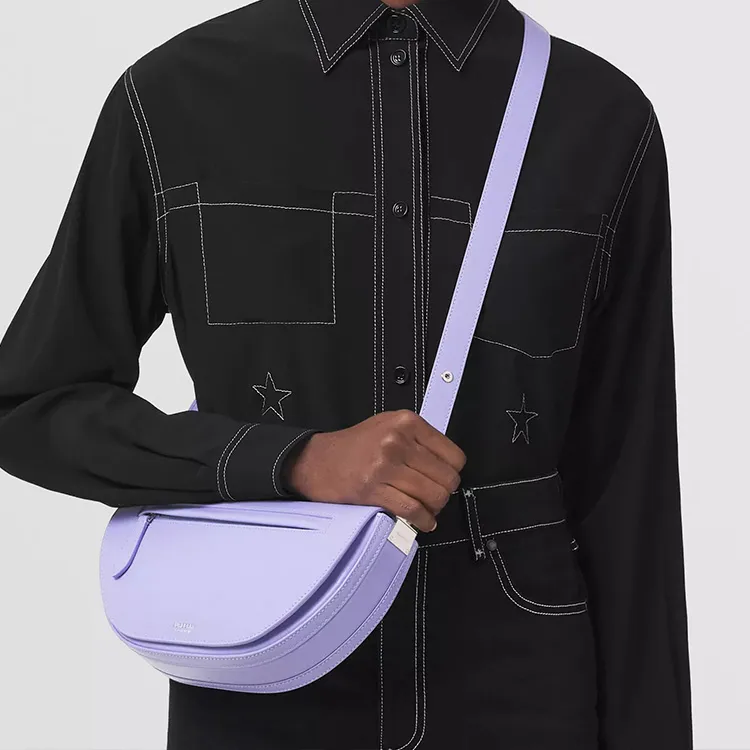 Burberry Olympia Smooth Leather Shoulder Bag Crescent Bag Portable Crossbody Bag Shoulder Bag Women's Soft Violet-7
