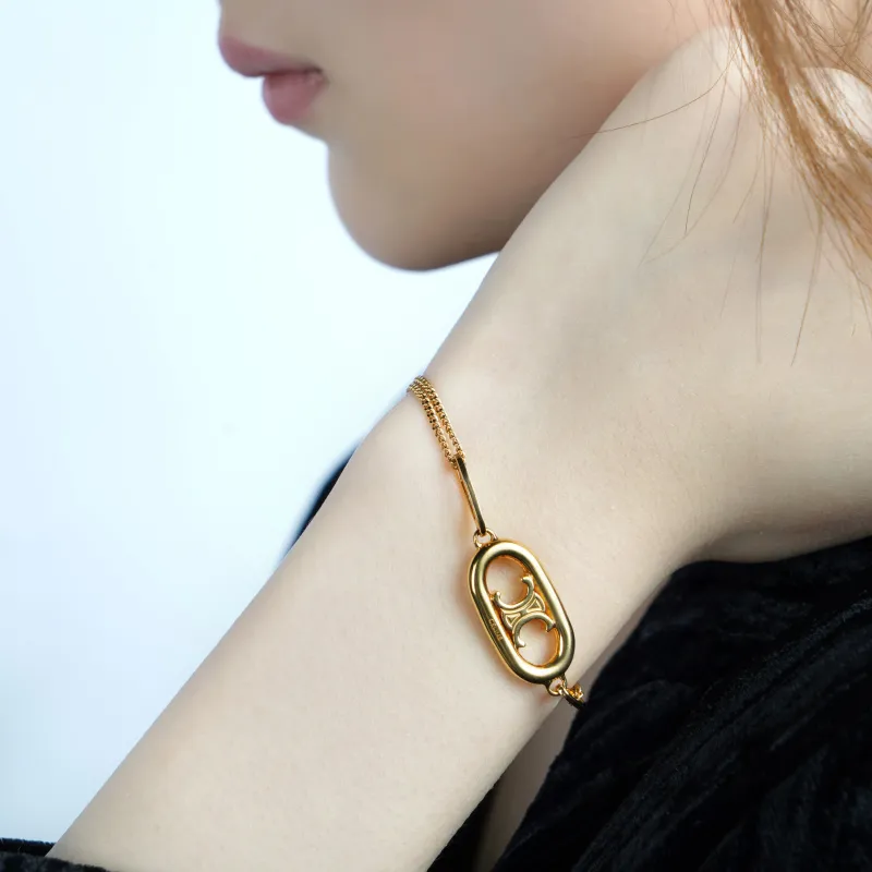 CELINE Triomphe Bracelet In Brass With Gold Finish-3