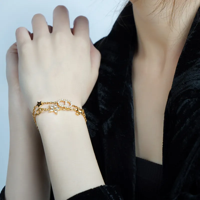 DIOR Gold Plated Bracelets Set Women's Gold-5